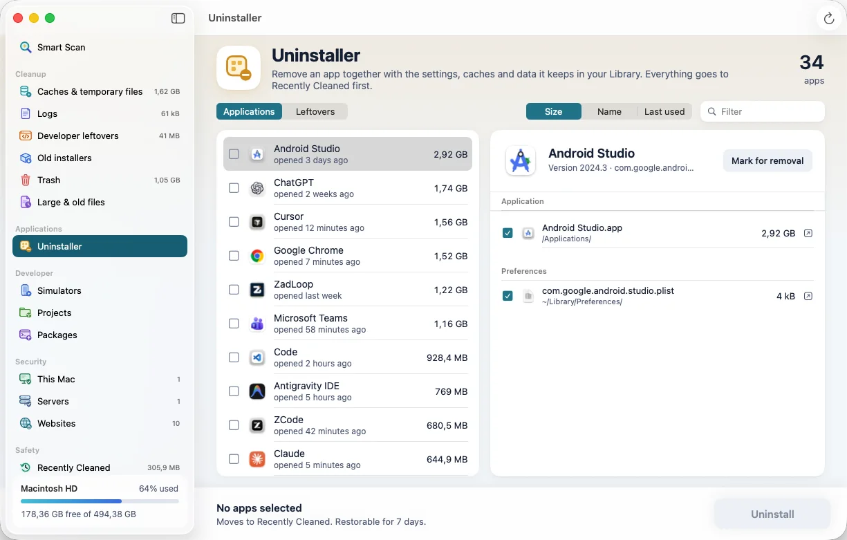 Nadhif: Uninstaller